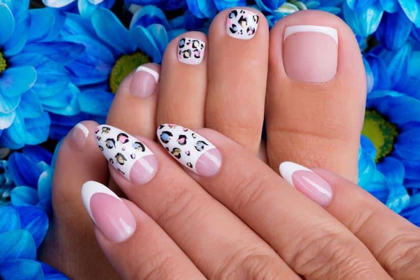 Cheetah-themed nail art